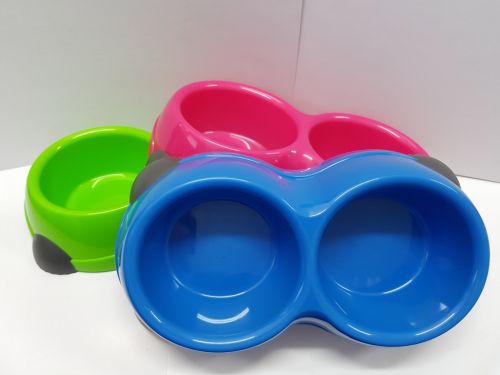 Small Plastic Twin Bowl Rubber anti-skid 255x140x60mm