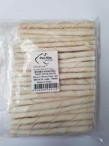 5" Twist Sticks White 8mm 100pce