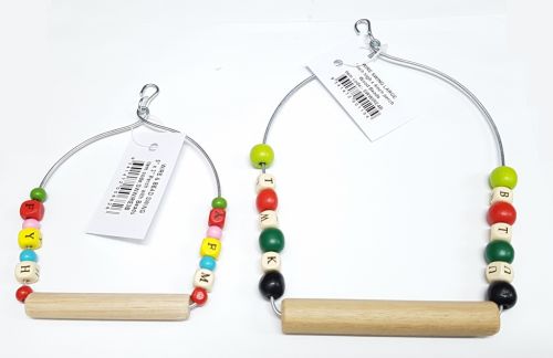 Bird Swing Wire and Wood with Beads