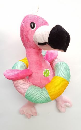 Plush Flamingo with Pool Ring 36cm