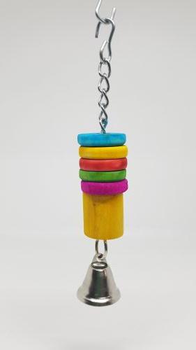 Jens Bird Toy 6  Wood Disc & Bell on Chain