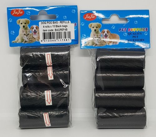 Dog waste Black Bags 4 Rolls x15 bags