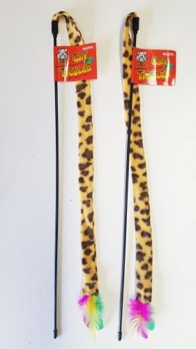 Cat Tickler Animal Print Fabric Tail Feather & Bell