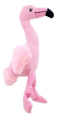 Plush Pink Flamingo Squeaky dog Toy with crinkle limbs 35cm