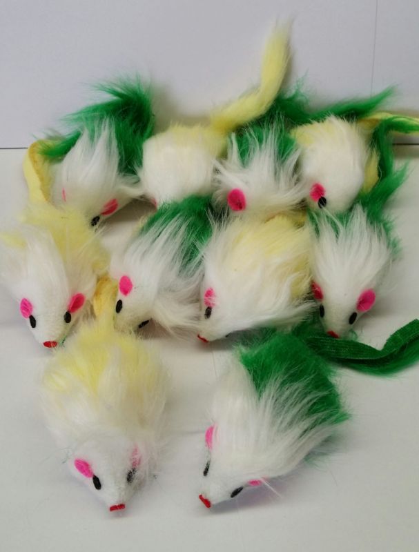 Fluffy Mice 7cm plus Tail 10 Pack
