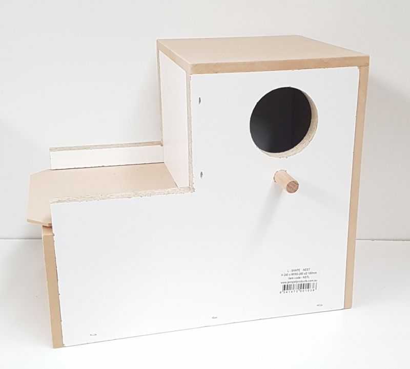 Nest Box L Shape - Height 250mm-140mm- BASE 290xD185mm Hole right side