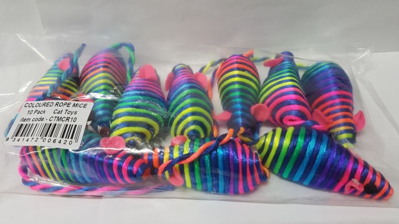 Coloured Rope Mice 10 pack