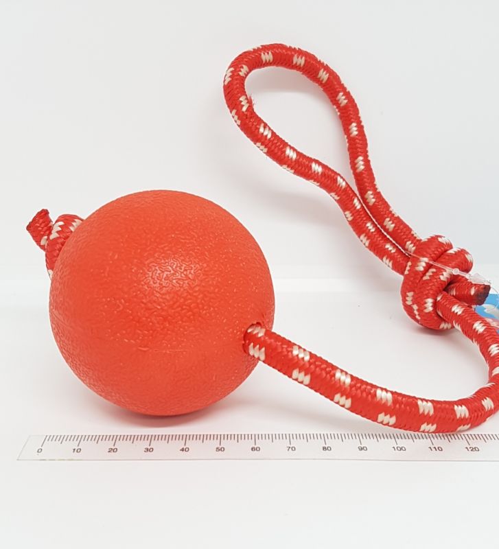Rubber Ball 70mm on Rope 28cm Dog Toy