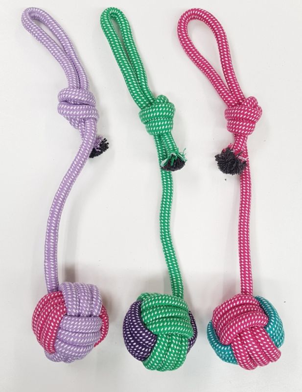 Weaved Rope Ball 10cm Loop rope 20mm thick tug toy 50cm