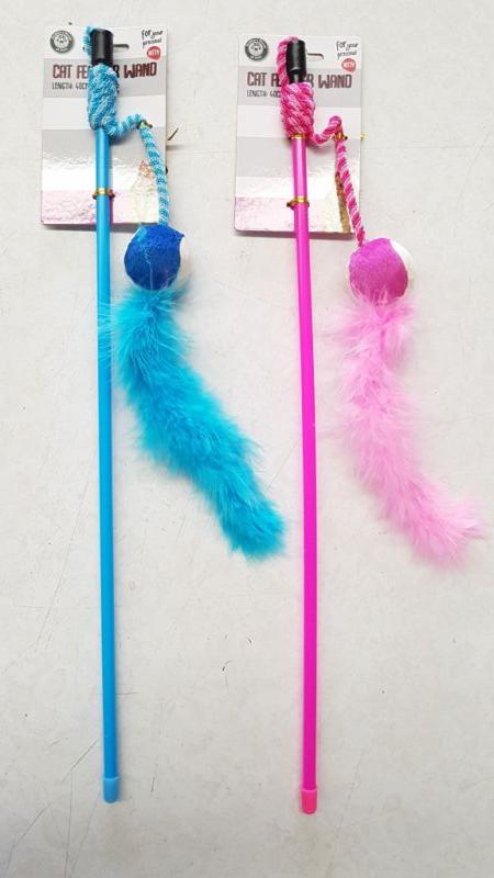 Cat Toy Ball & Feather Dangler Stick 40cm