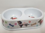 Melamine twin bowl 230mmx130x40mm